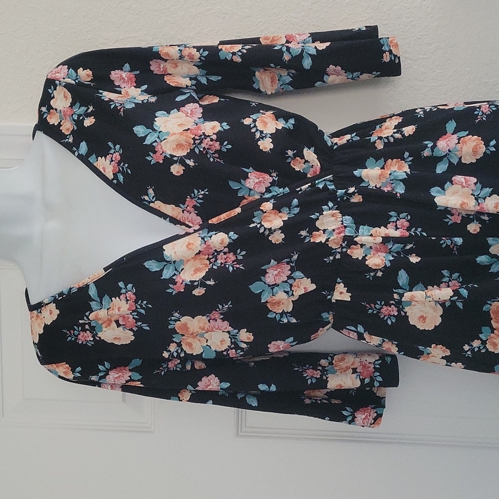 French Grey lightweight, floral romper